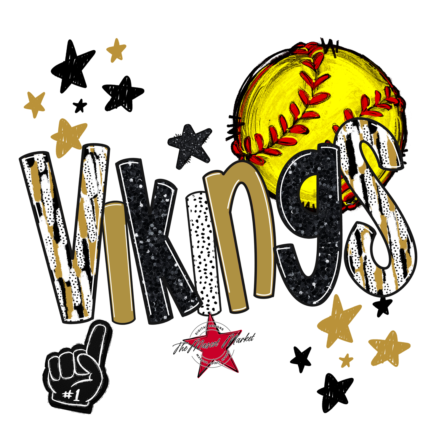 Vikings Softball Scrape-Gold