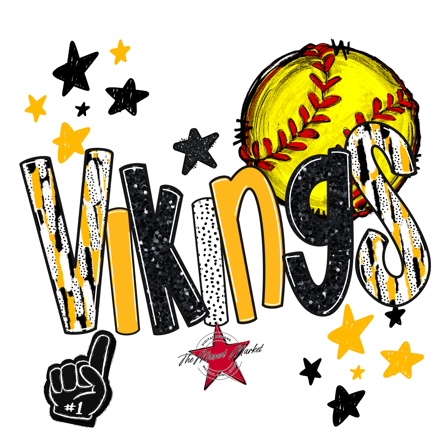 Vikings Softball Scrape-Yellow