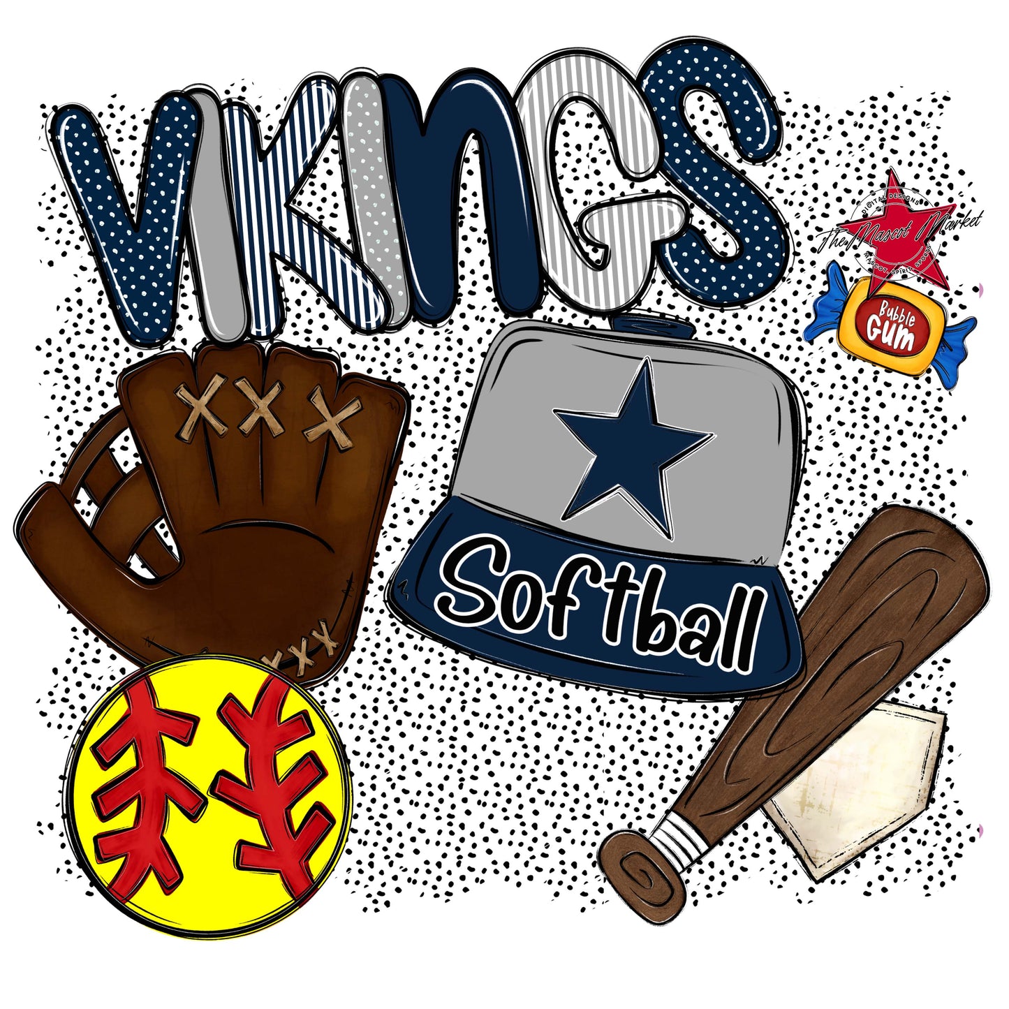 Vikings Softball Spirit-Navy & Grey