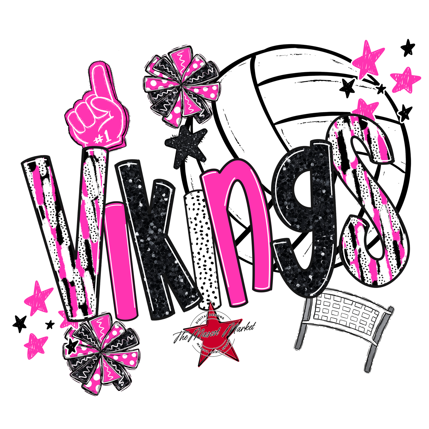 Vikings Volleyball Scrape-Pink