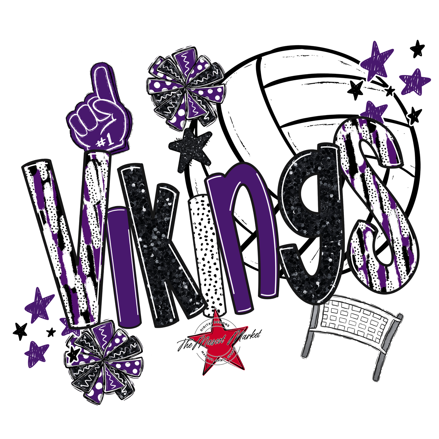Vikings Volleyball Scrape-Purple