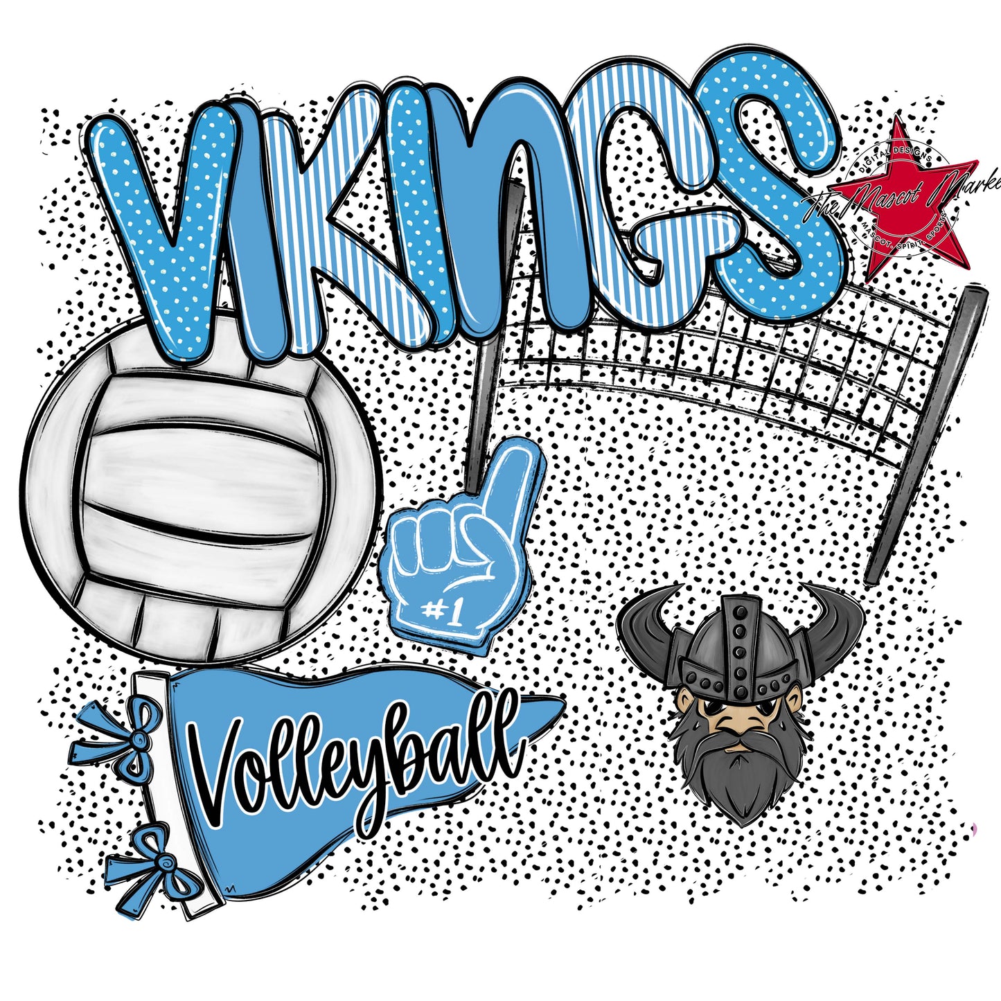 Vikings Volleyball Spirit-Carolina Blue