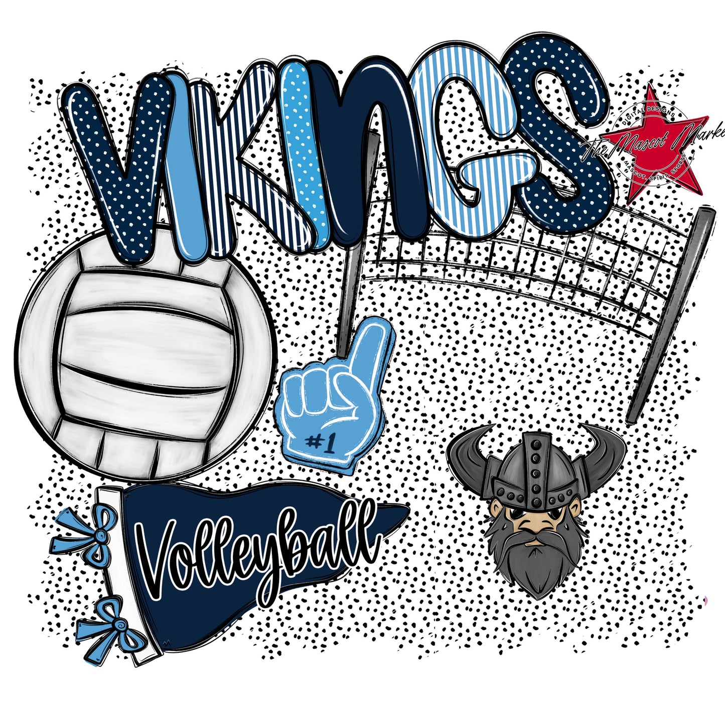 Vikings Volleyball Spirit-Navy & Carolina Blue