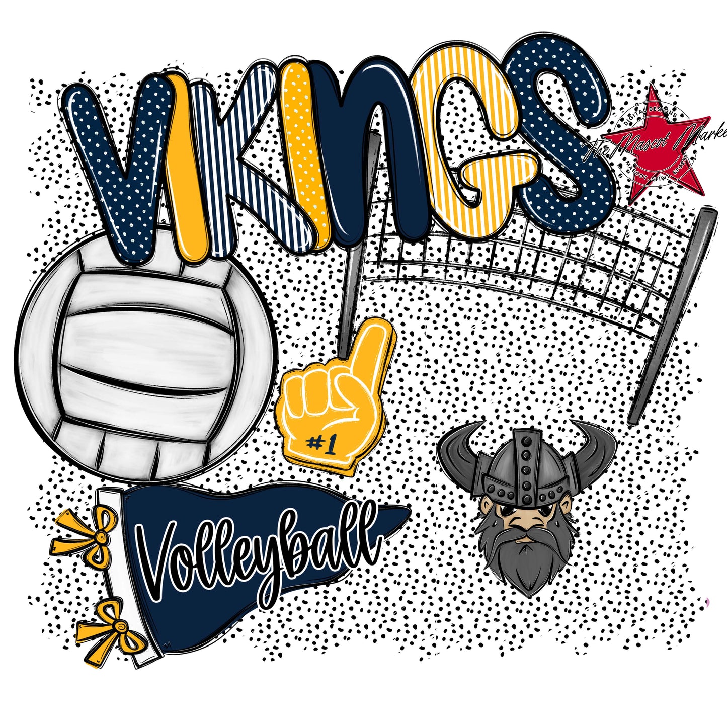 Vikings Volleyball Spirit-Navy & Yellow