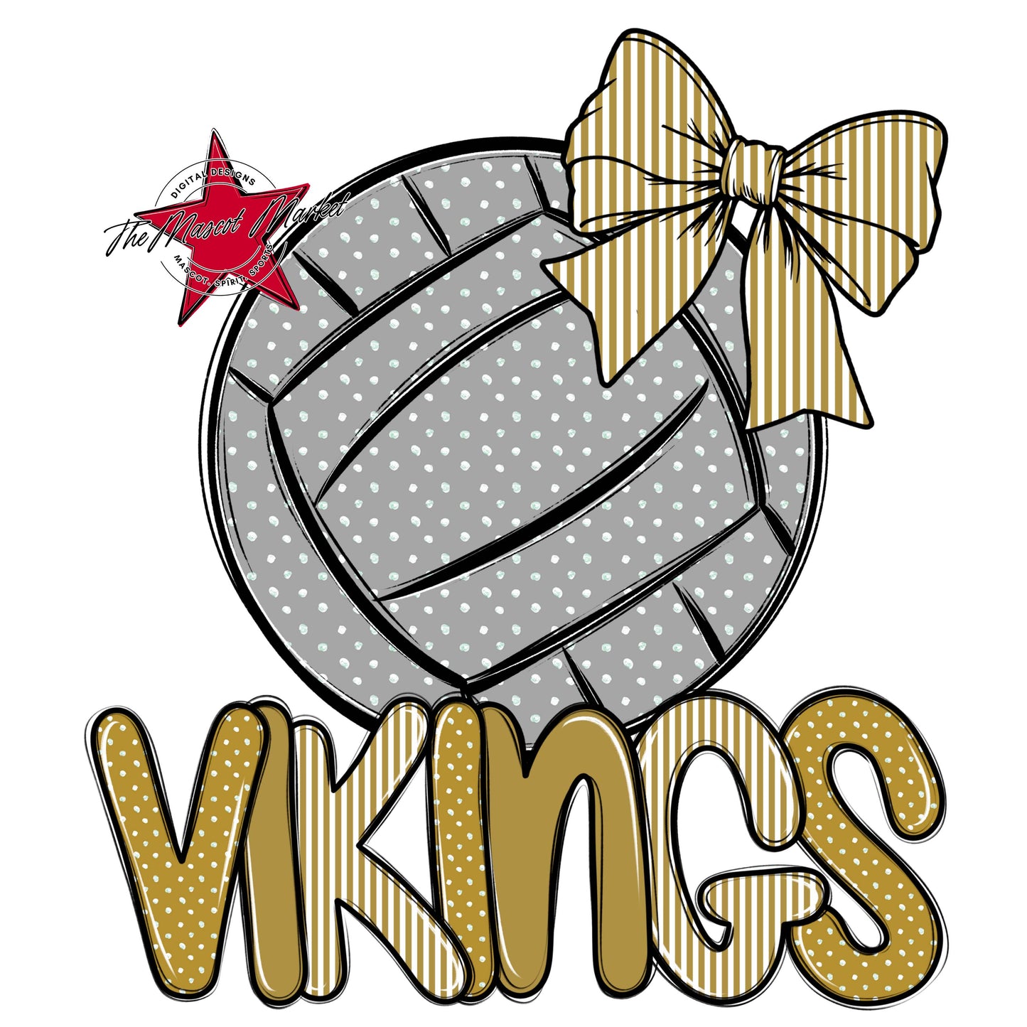 Vikings Volleyball Spirit Design-Gold
