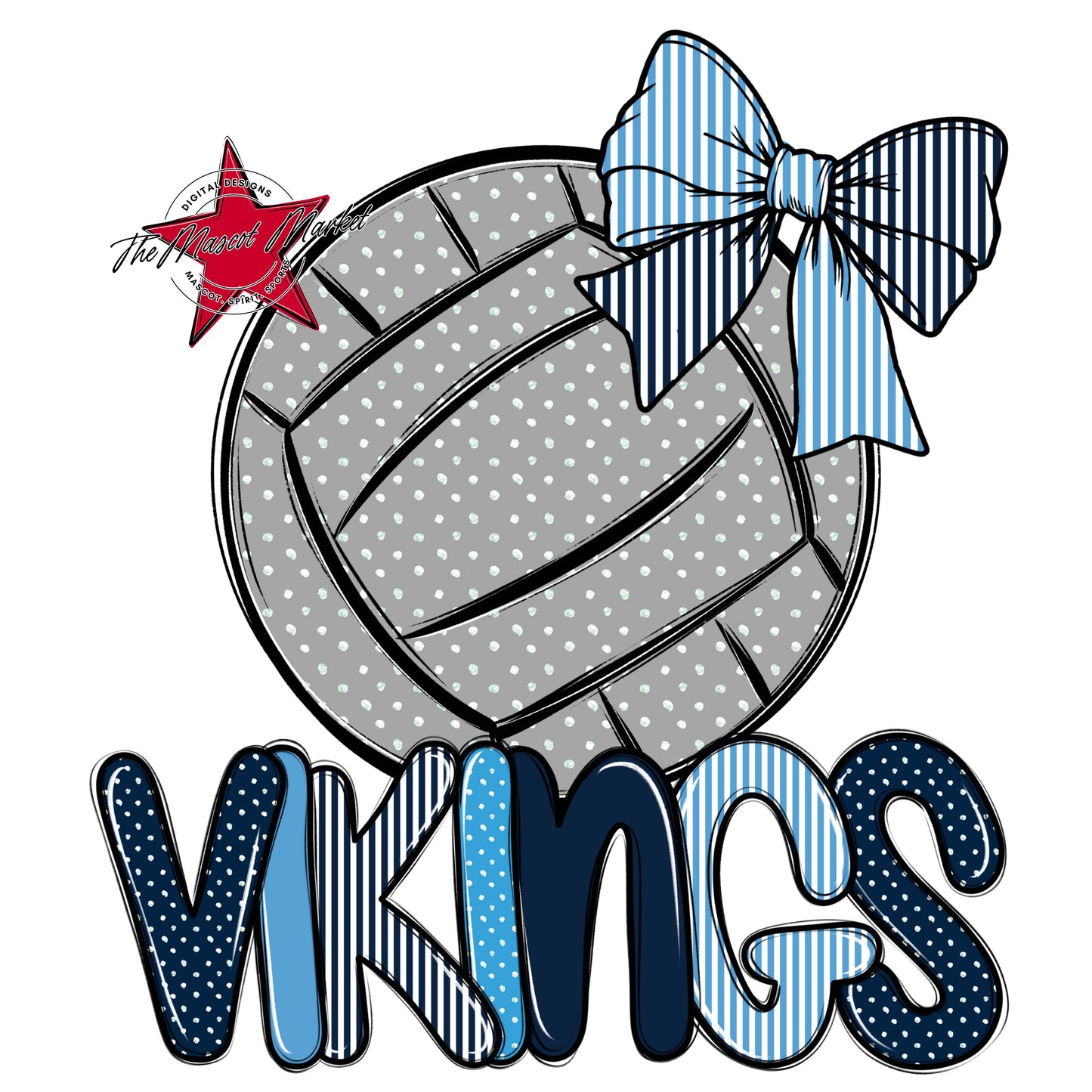 Vikings Volleyball Spirit Design-Navy & Carolina Blue