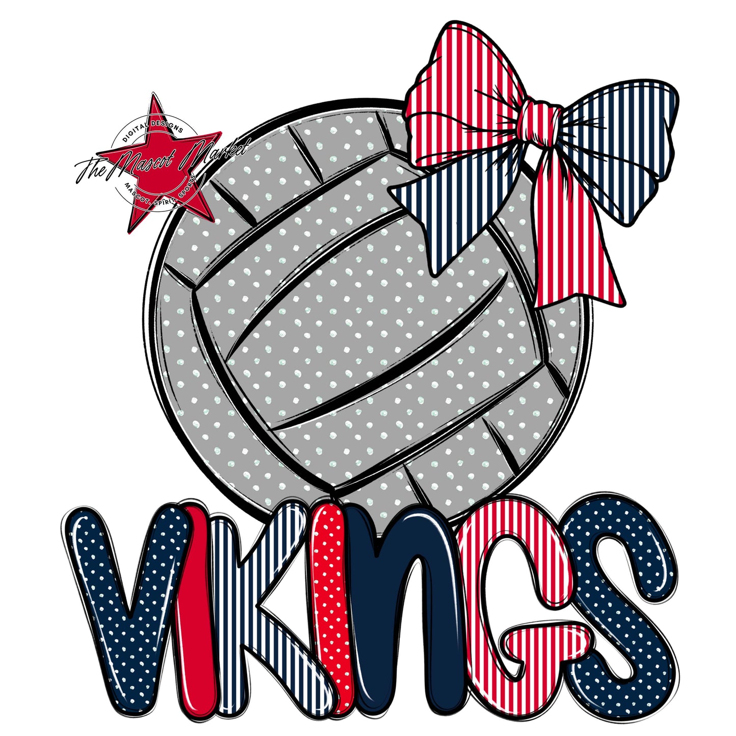 Vikings Volleyball Spirit Design-Navy & Red