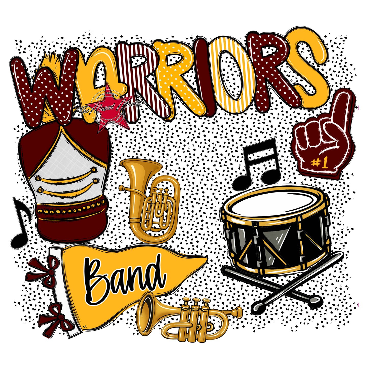 Warriors Band Spirit-Maroon & Yellow