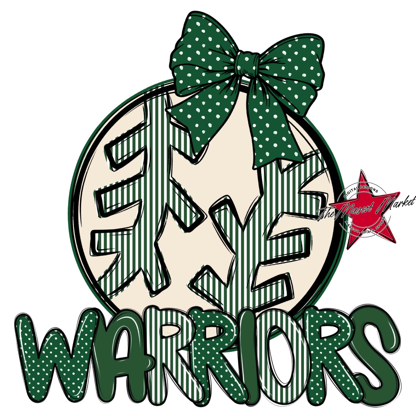 Warriors Baseball-Softball Spirit Design-Green