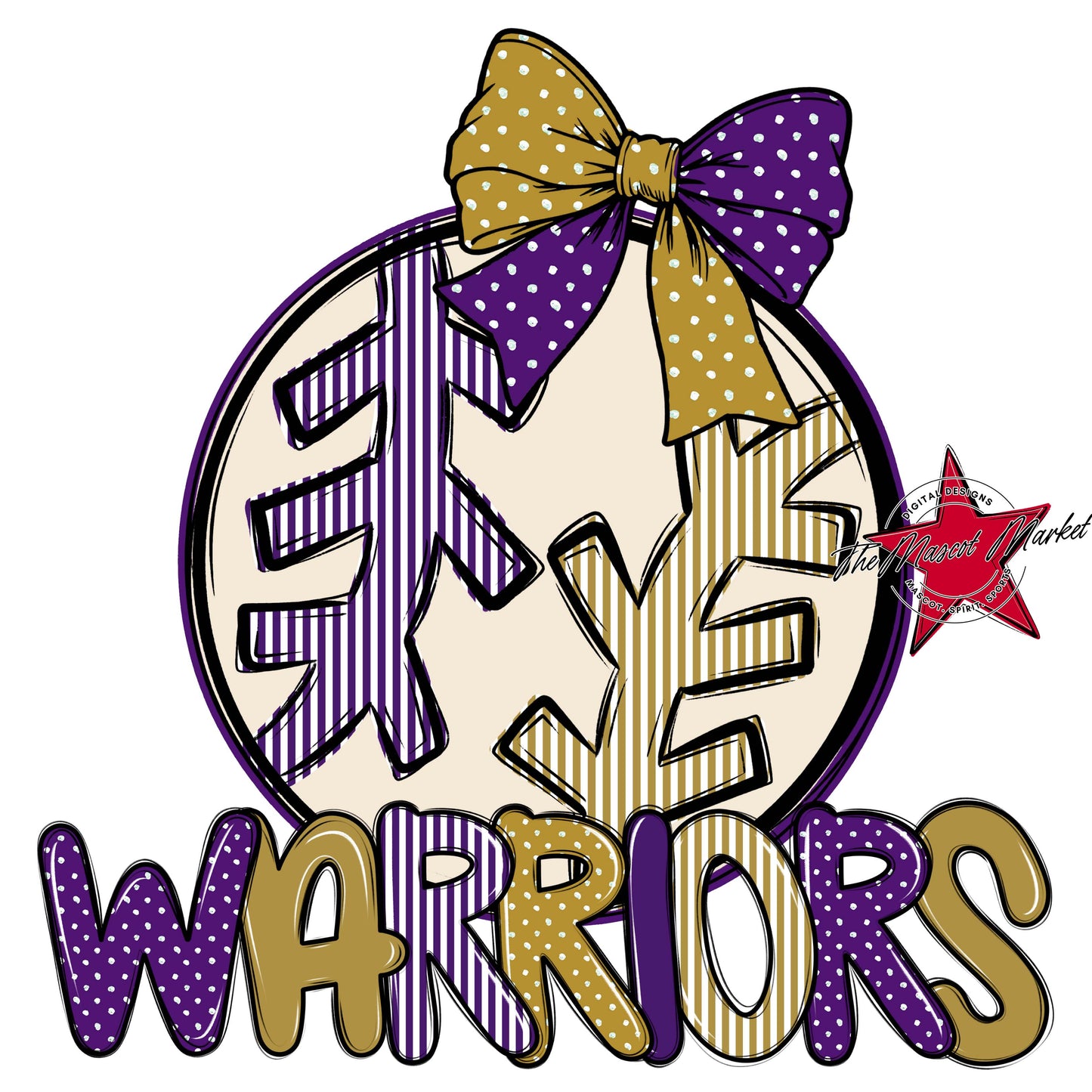 Warriors Baseball-Softball Spirit Design-Purple & Gold