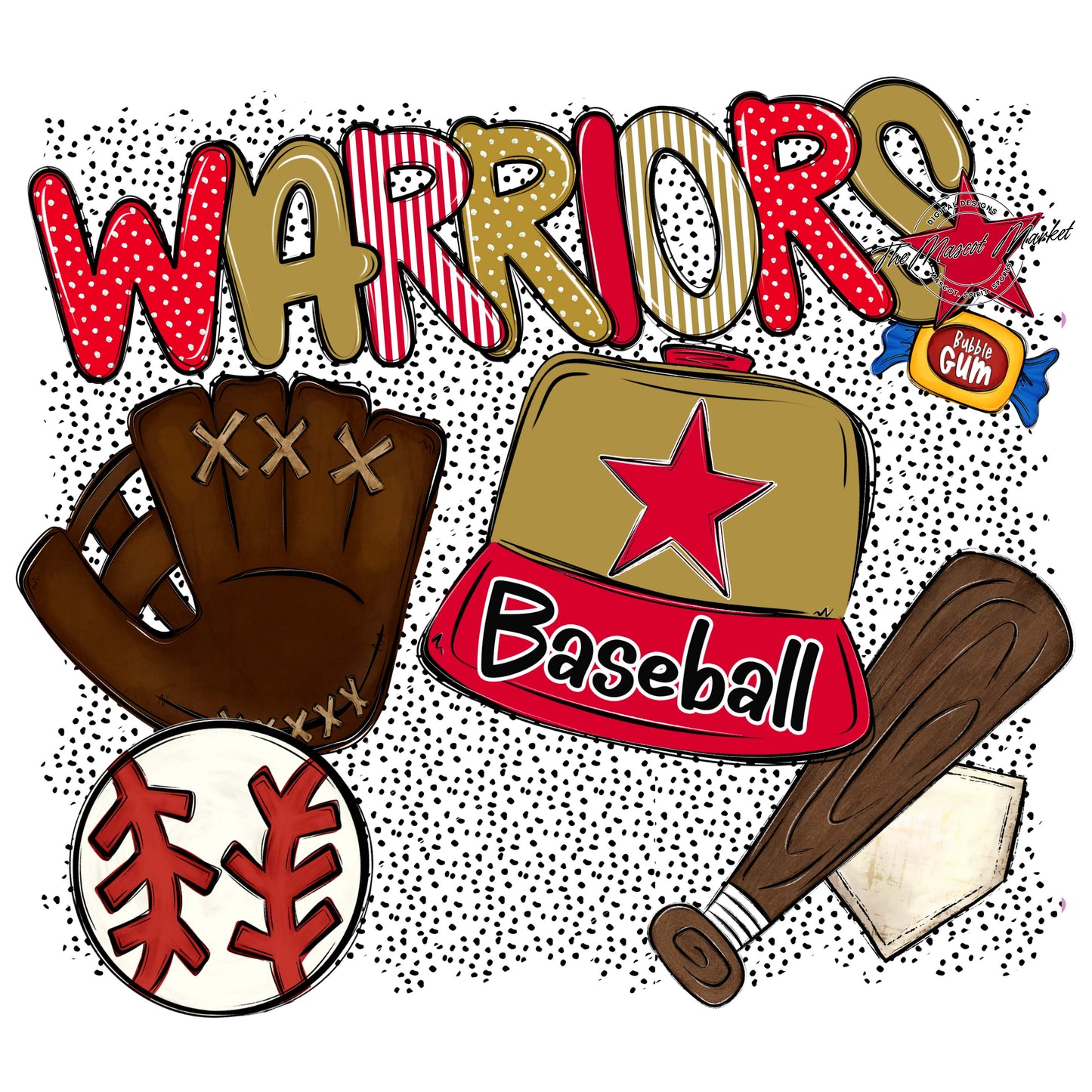 Warriors Baseball Spirit-Red & Gold