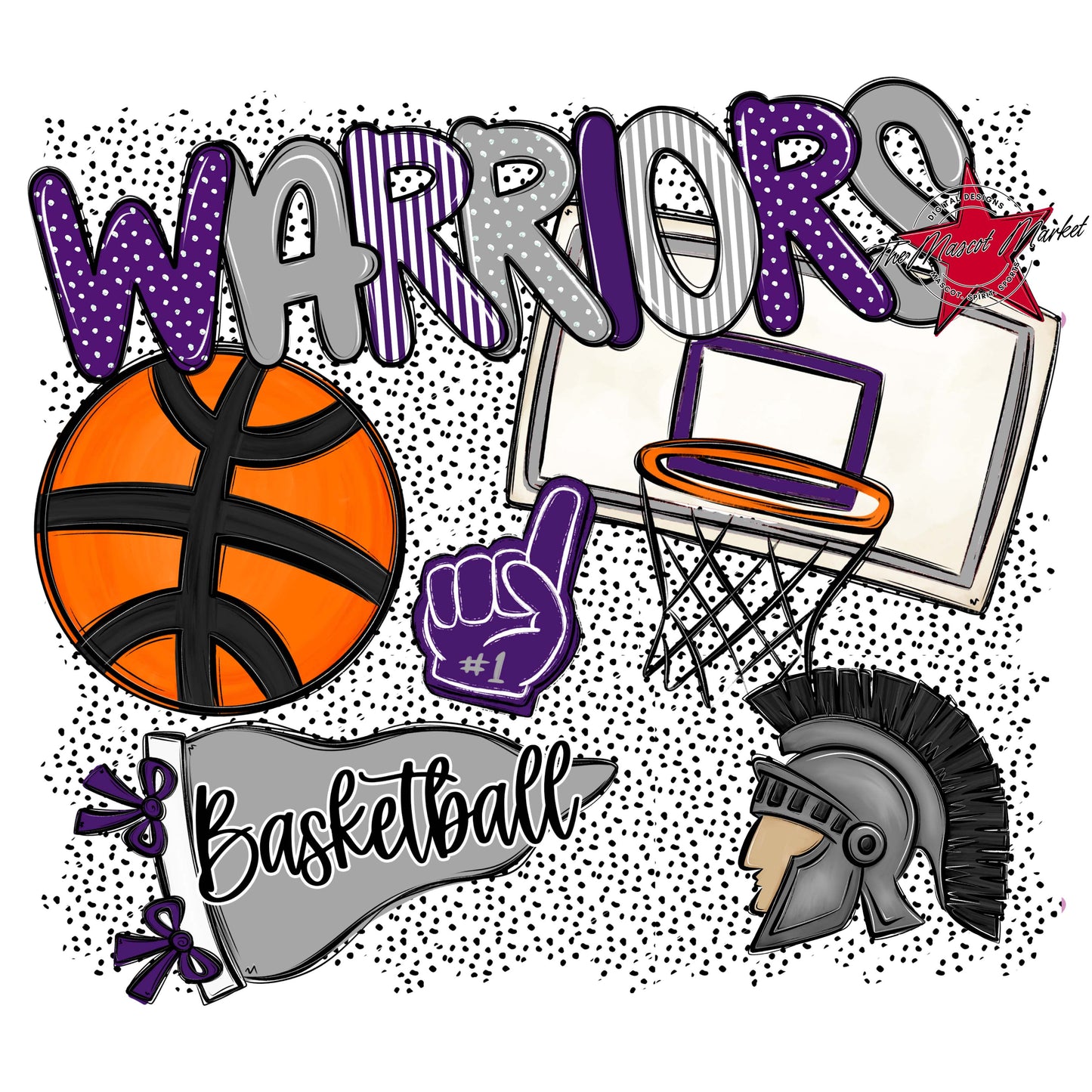 Warriors Basketball Spirit-Purple & Grey