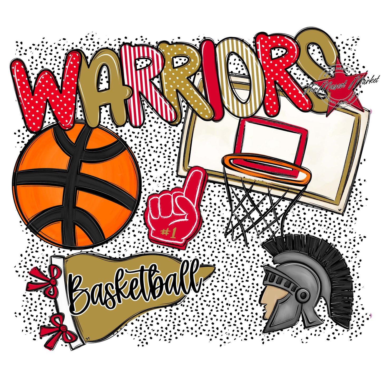 Warriors Basketball Spirit-Red & Gold