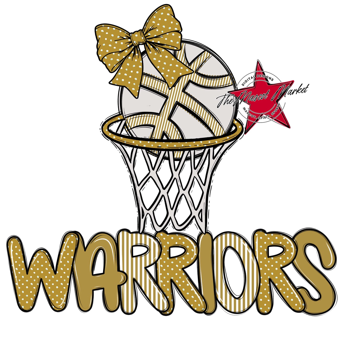 Warriors Basketball Spirit Design-Gold