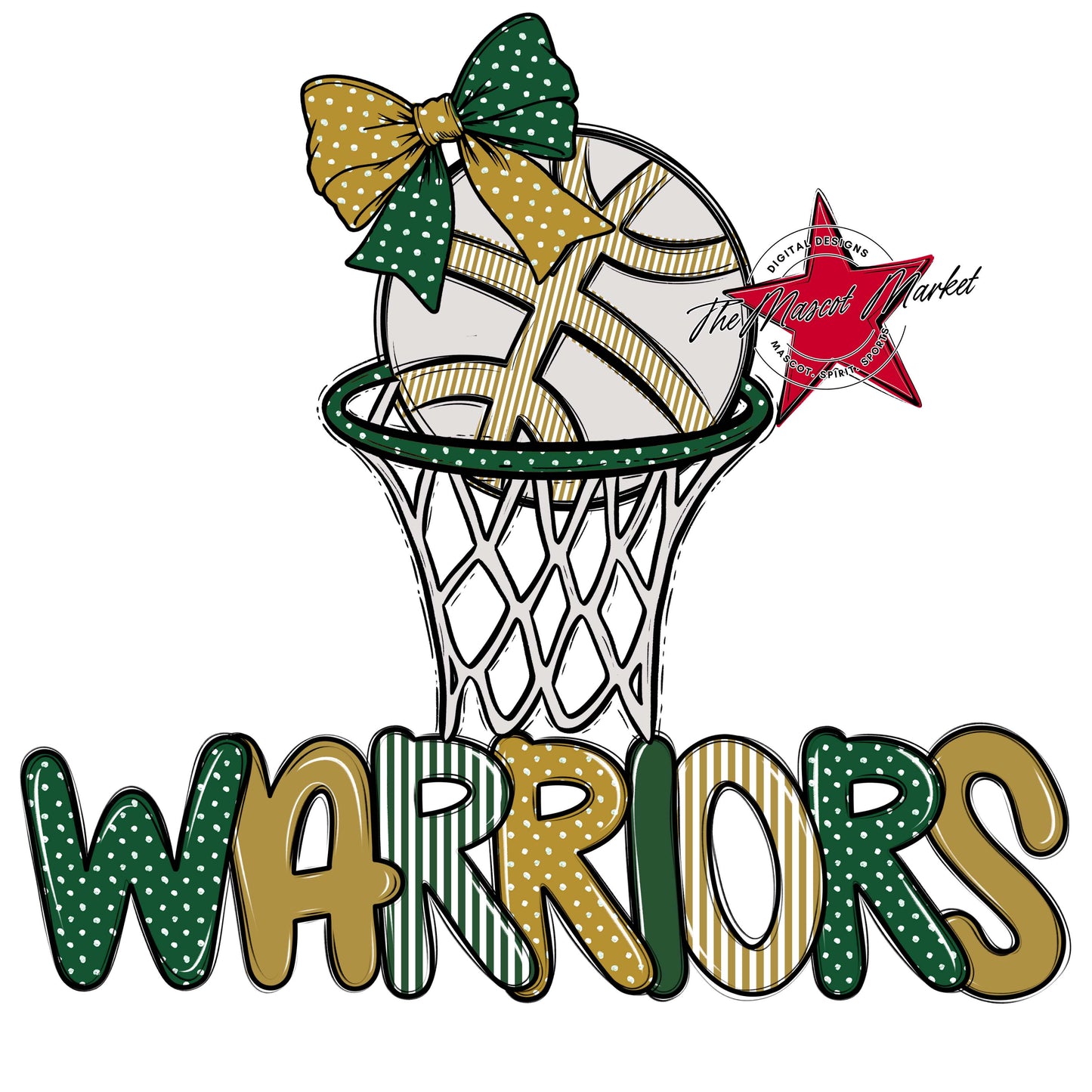 Warriors Basketball Spirit Design-Green & Gold
