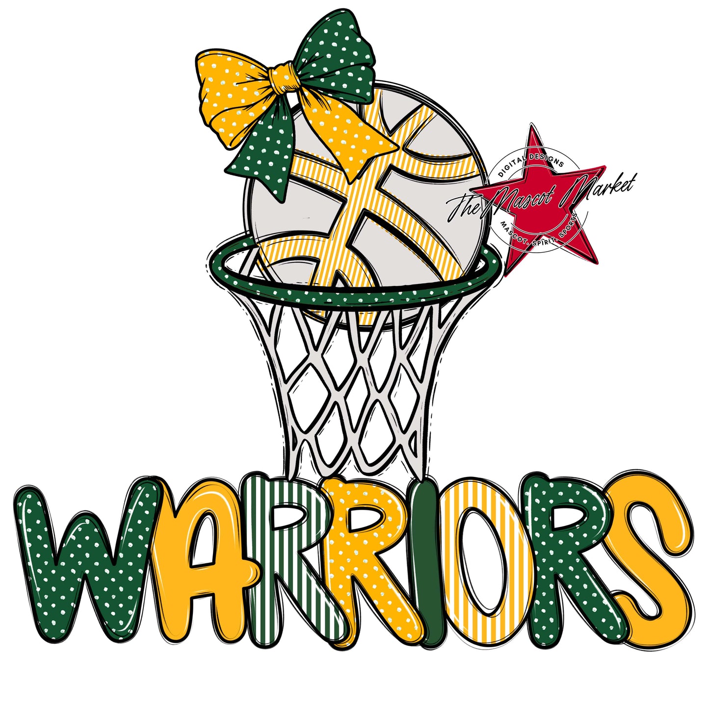 Warriors Basketball Spirit Design-Green & Yellow
