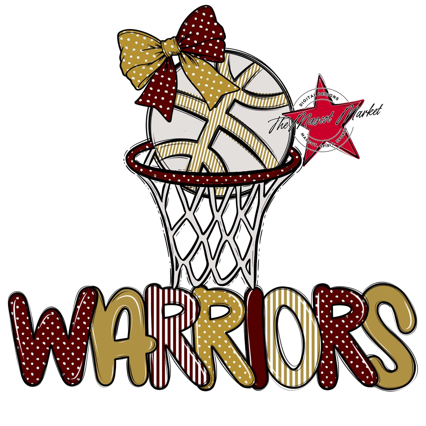 Warriors Basketball Spirit Design-Maroon & Gold