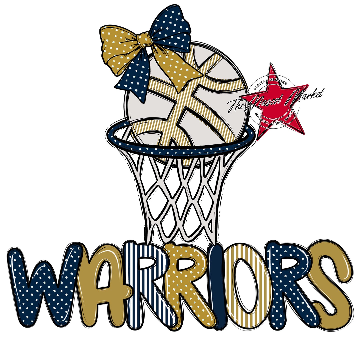 Warriors Basketball Spirit Design-Navy & Gold