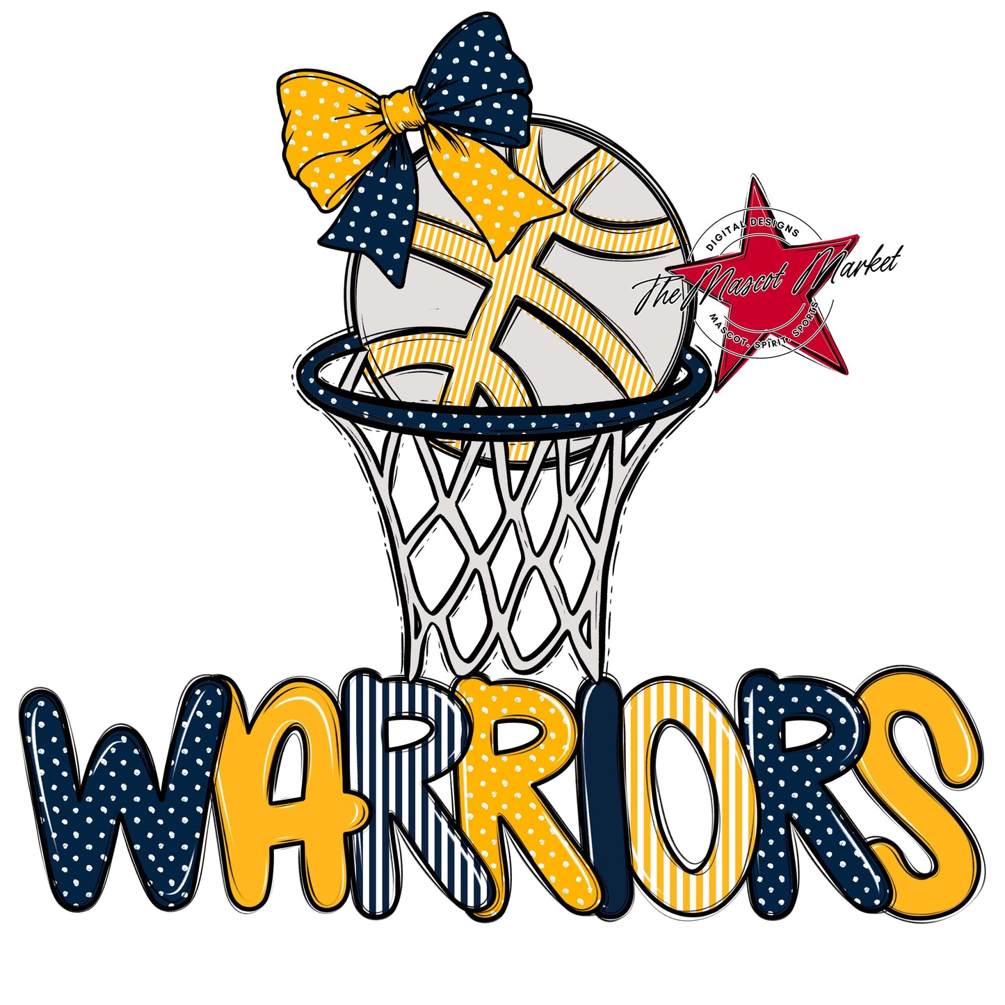 Warriors Basketball Spirit Design-Navy & Yellow