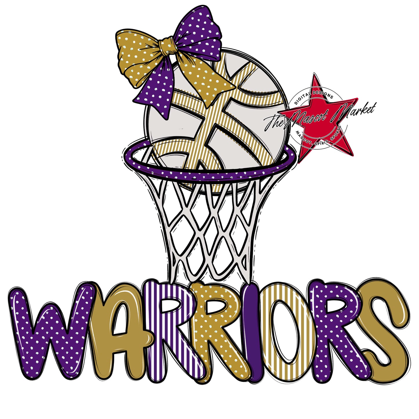 Warriors Basketball Spirit Design-Purple & Gold