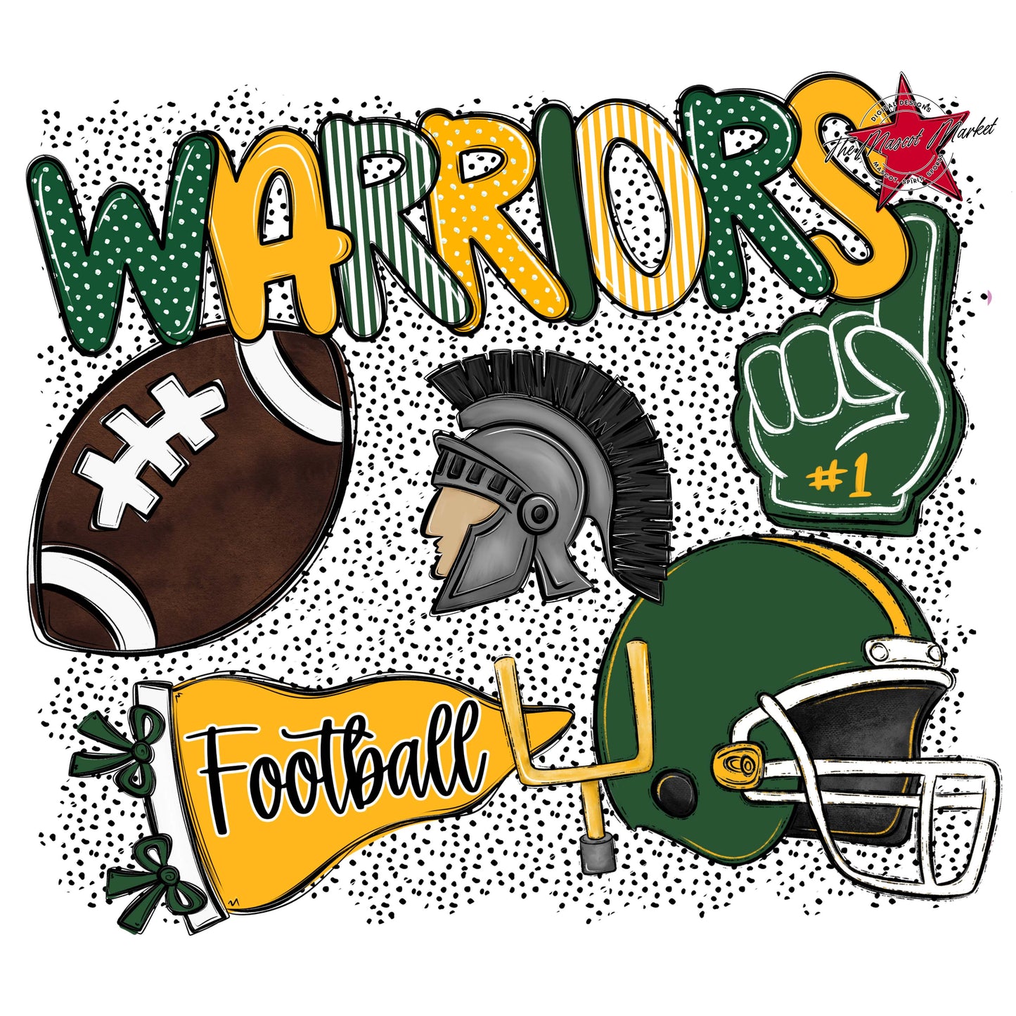 Warriors Football Spirit-Green & Yellow