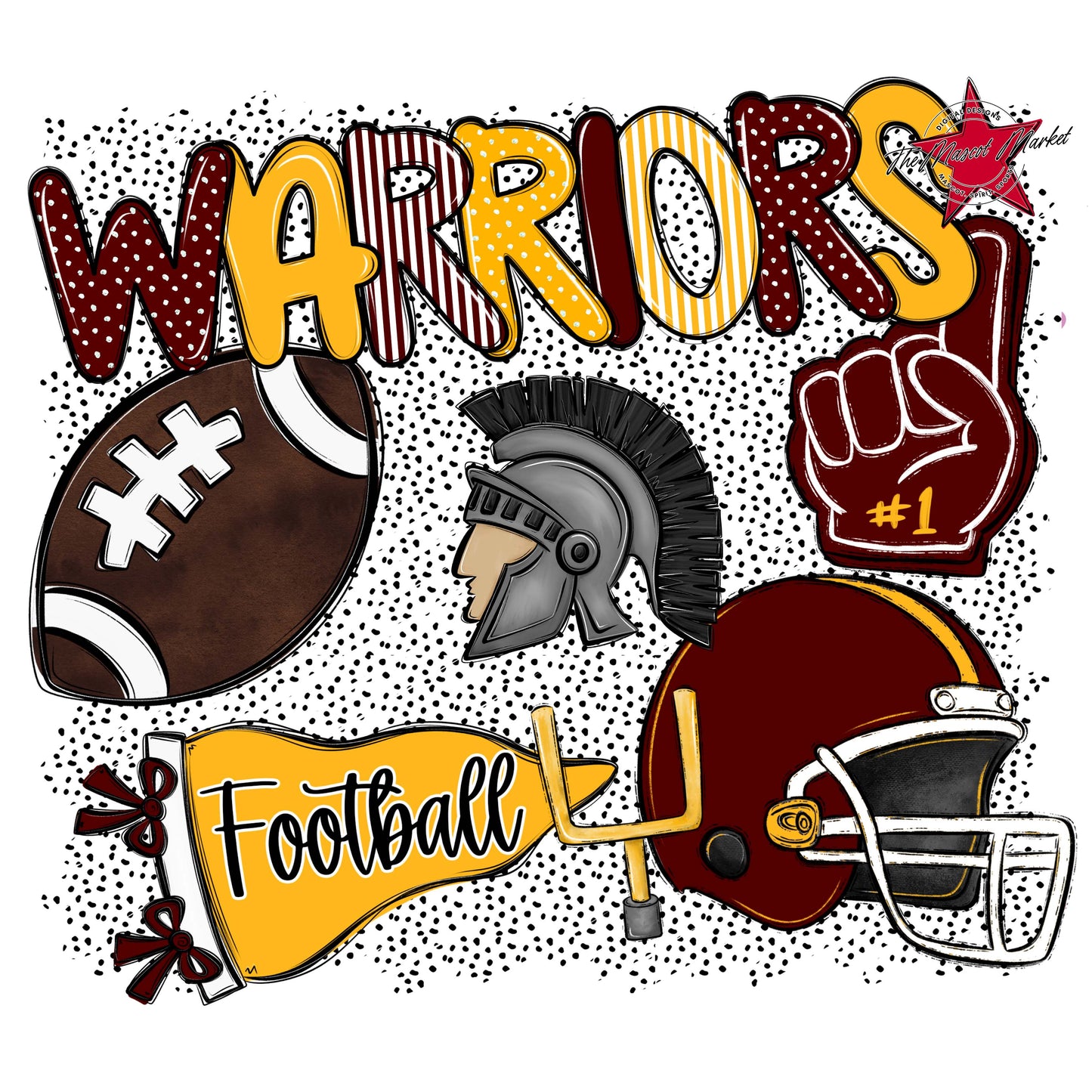 Warriors Football Spirit-Maroon & Yellow