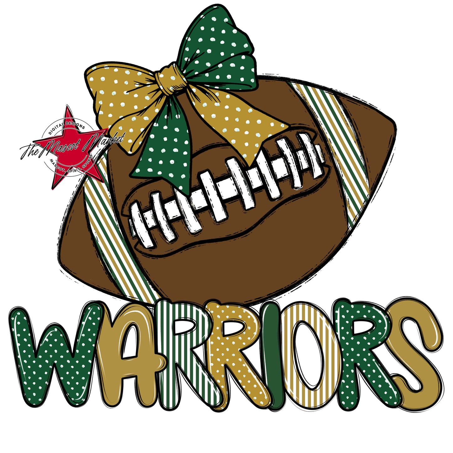 Warriors Football Spirit Design-Green & Gold