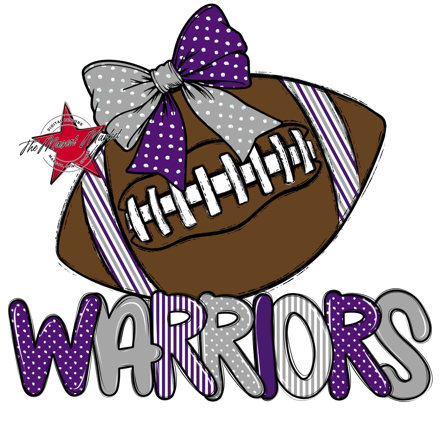 Warriors Football Spirit Design-Purple & Grey