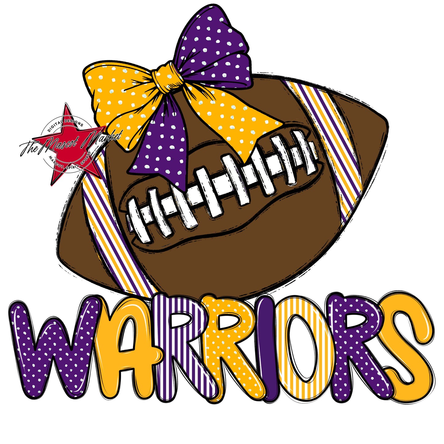 Warriors Football Spirit Design-Purple & Yellow