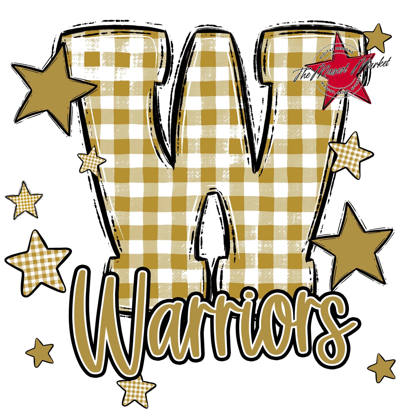 Warriors Plaid Star Design-Gold