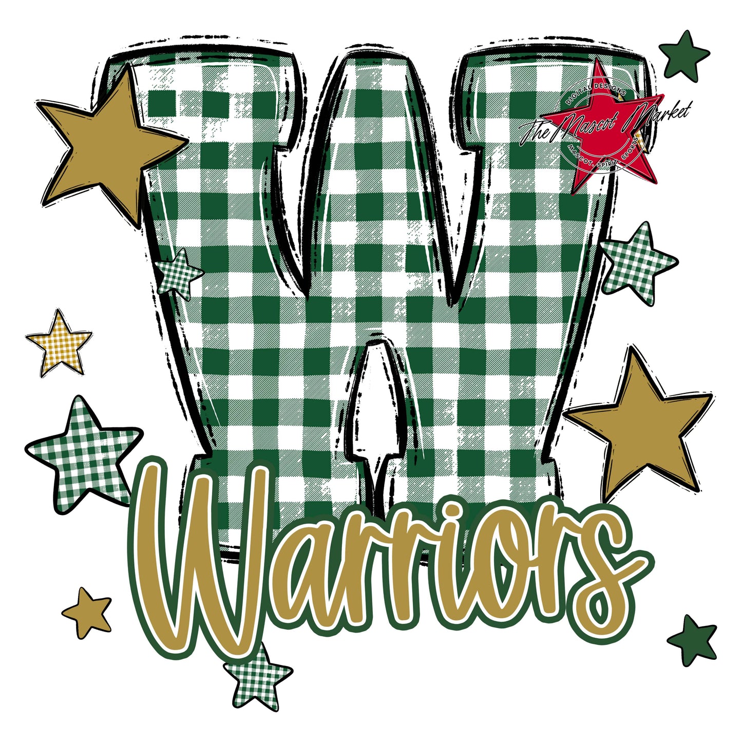 Warriors Plaid Star Design-Green & Gold