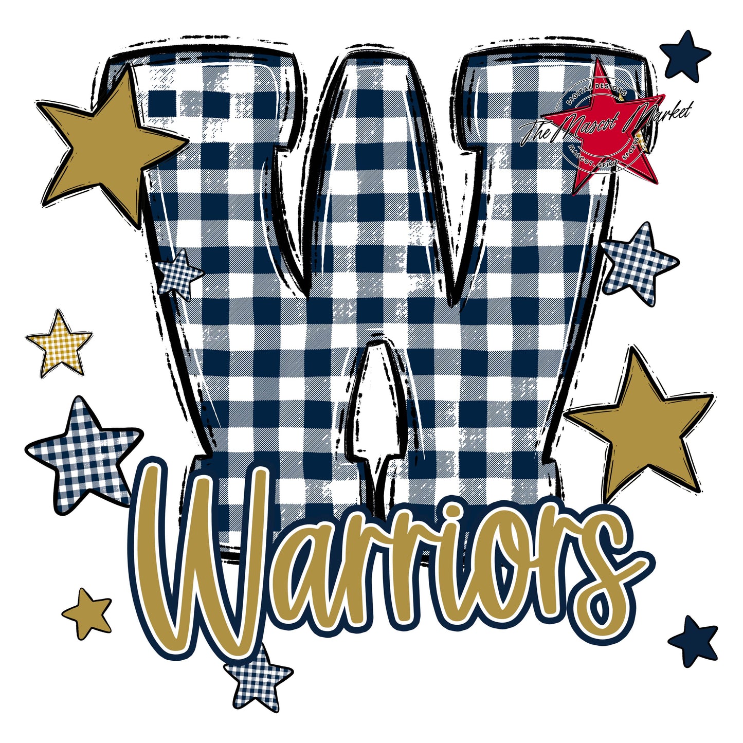 Warriors Plaid Star Design-Navy & Gold
