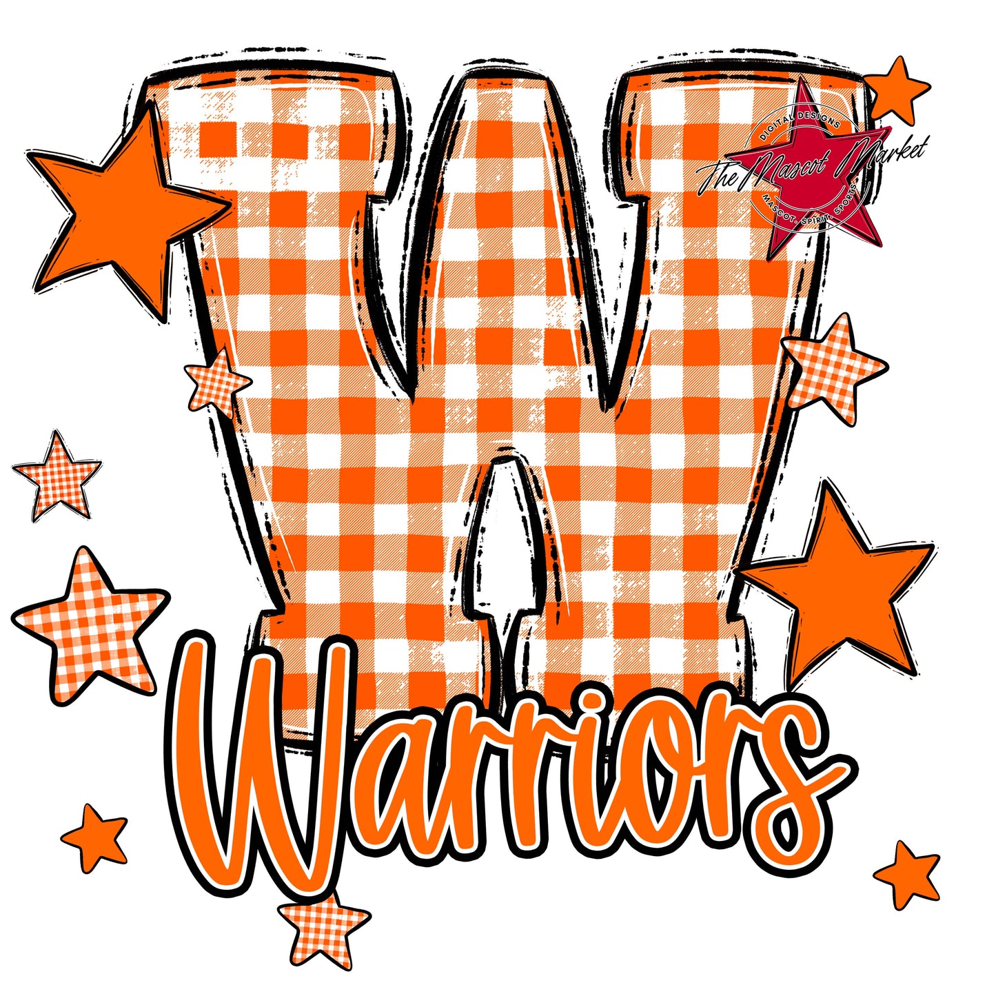 Warriors Plaid Star Design-Orange