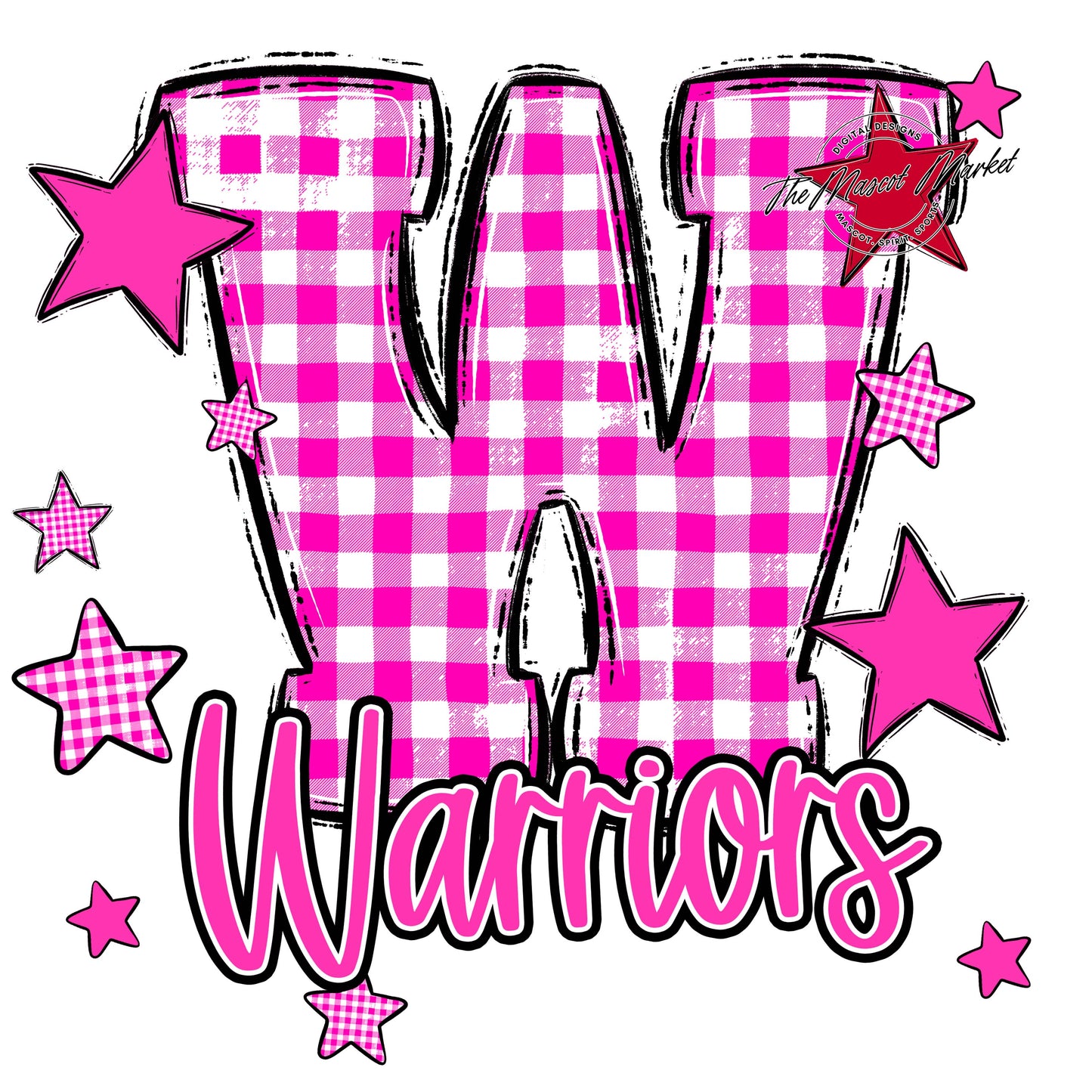 Warriors Plaid Star Design-Pink