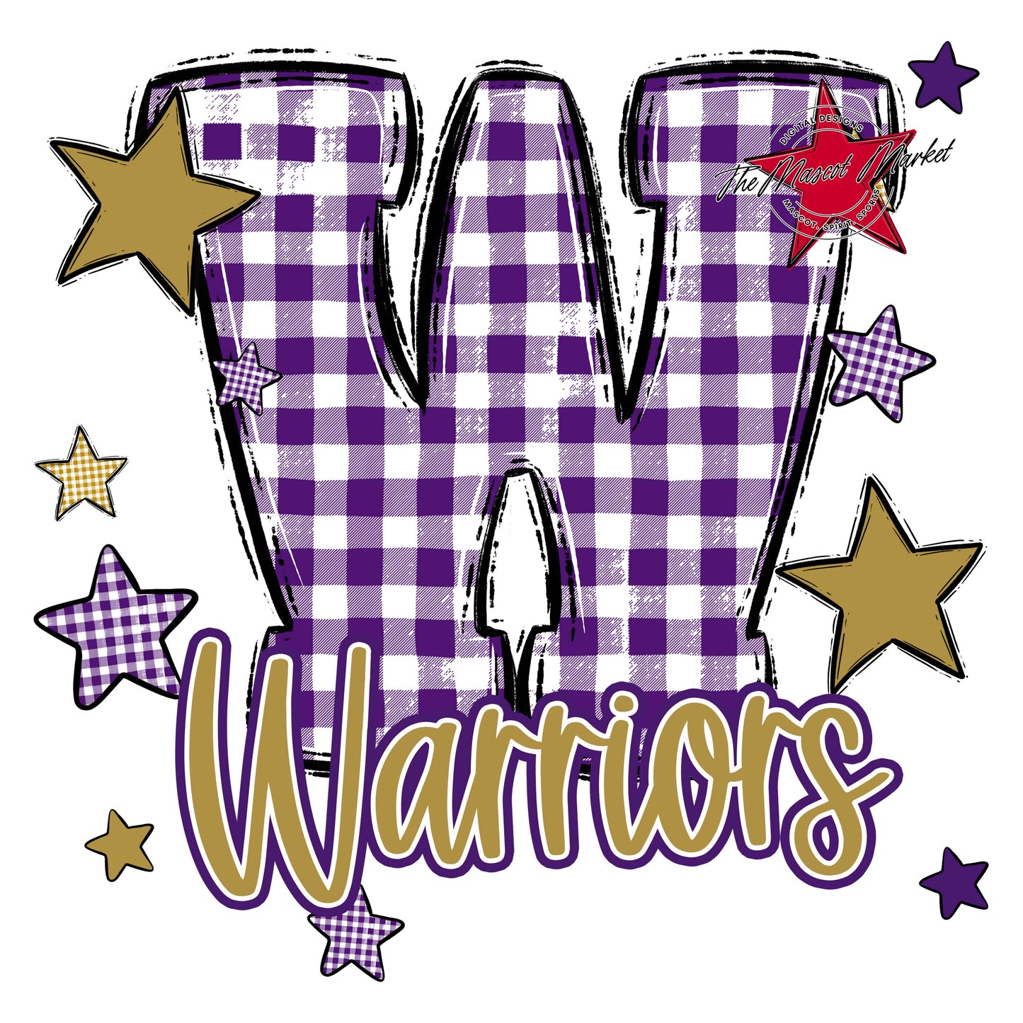 Warriors Plaid Star Design-Purple & Gold
