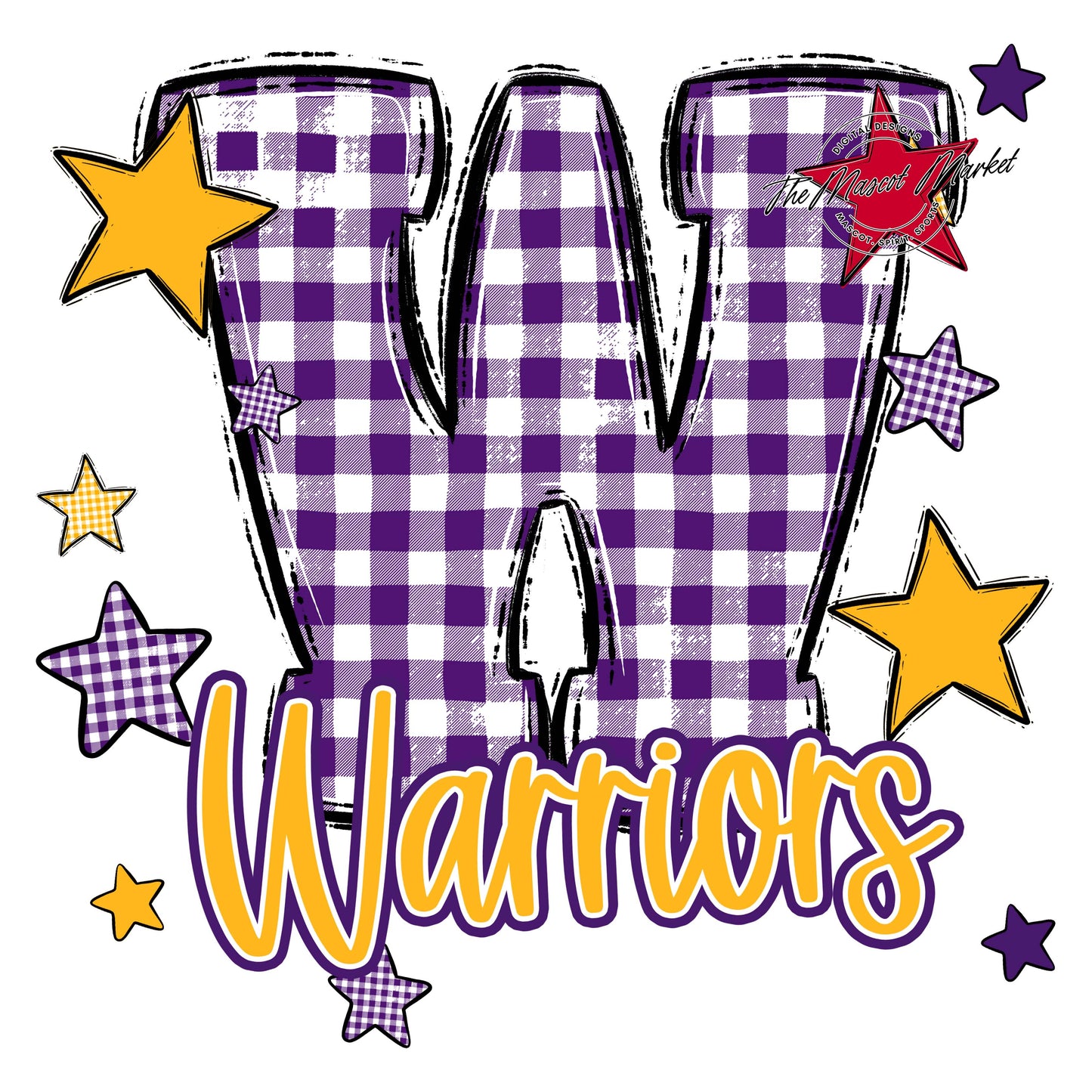Warriors Plaid Star Design-Purple & Yellow