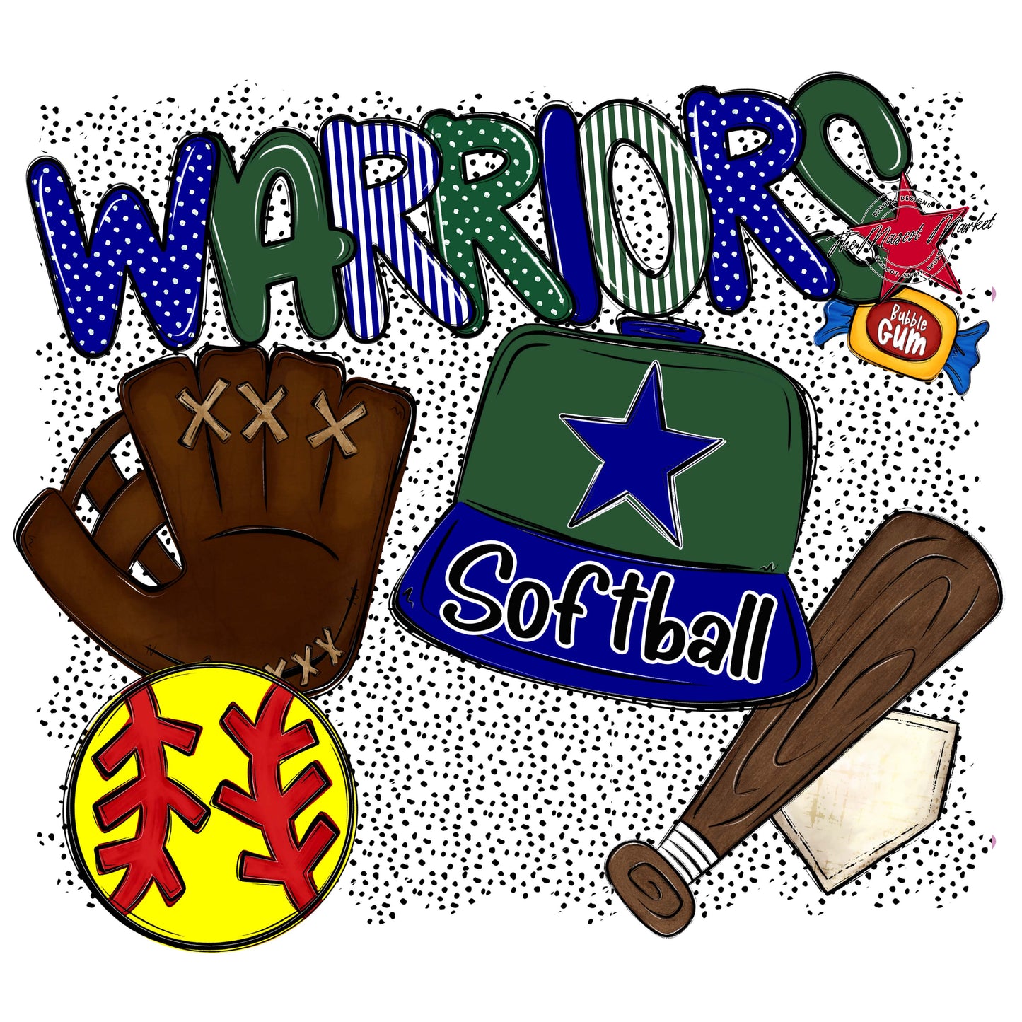 Warriors Softball Spirit-Blue & Green