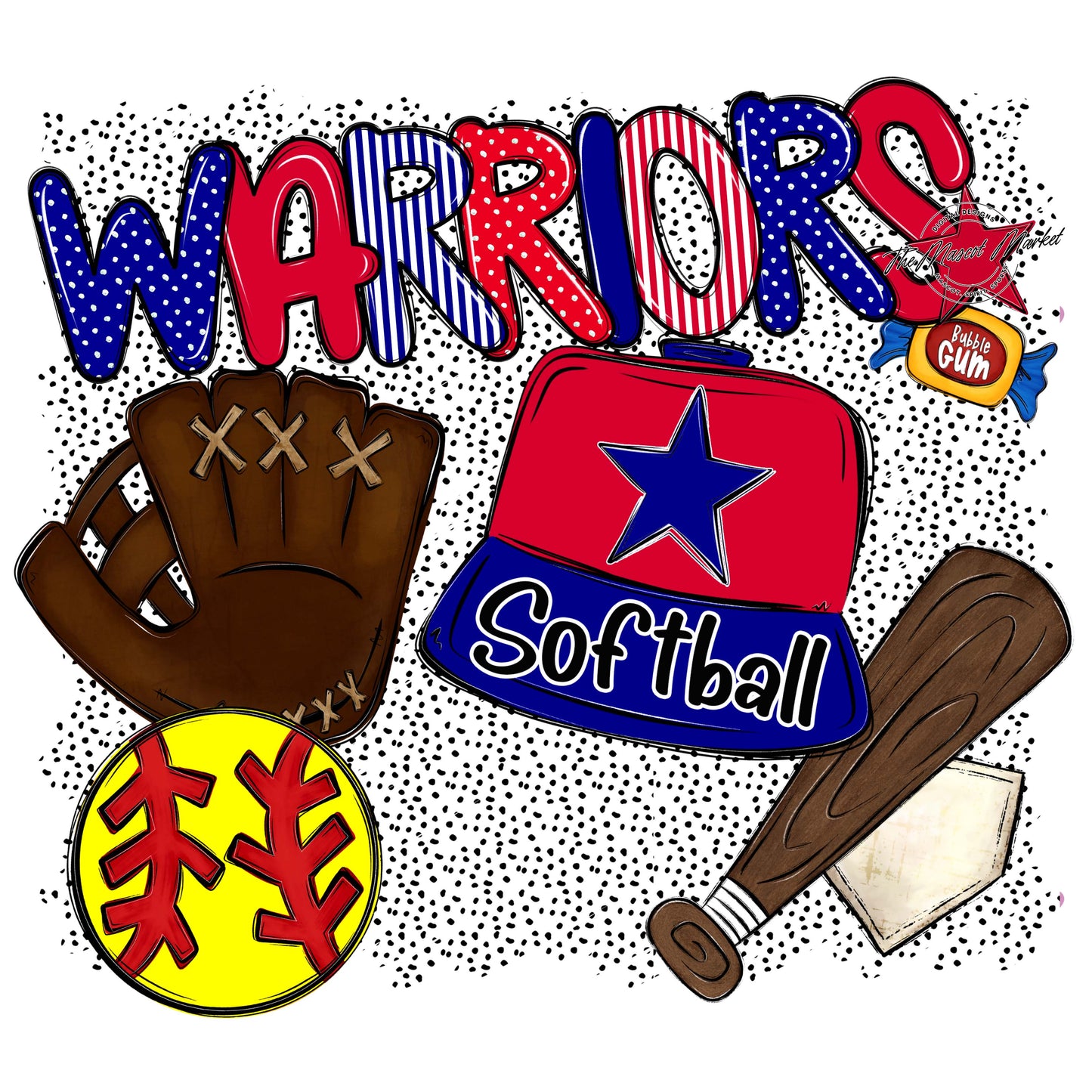 Warriors Softball Spirit-Blue & Red