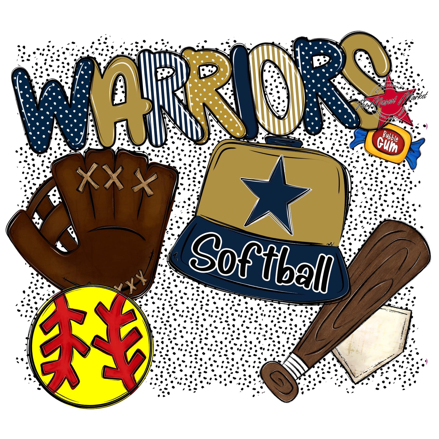 Warriors Softball Spirit-Navy & Gold