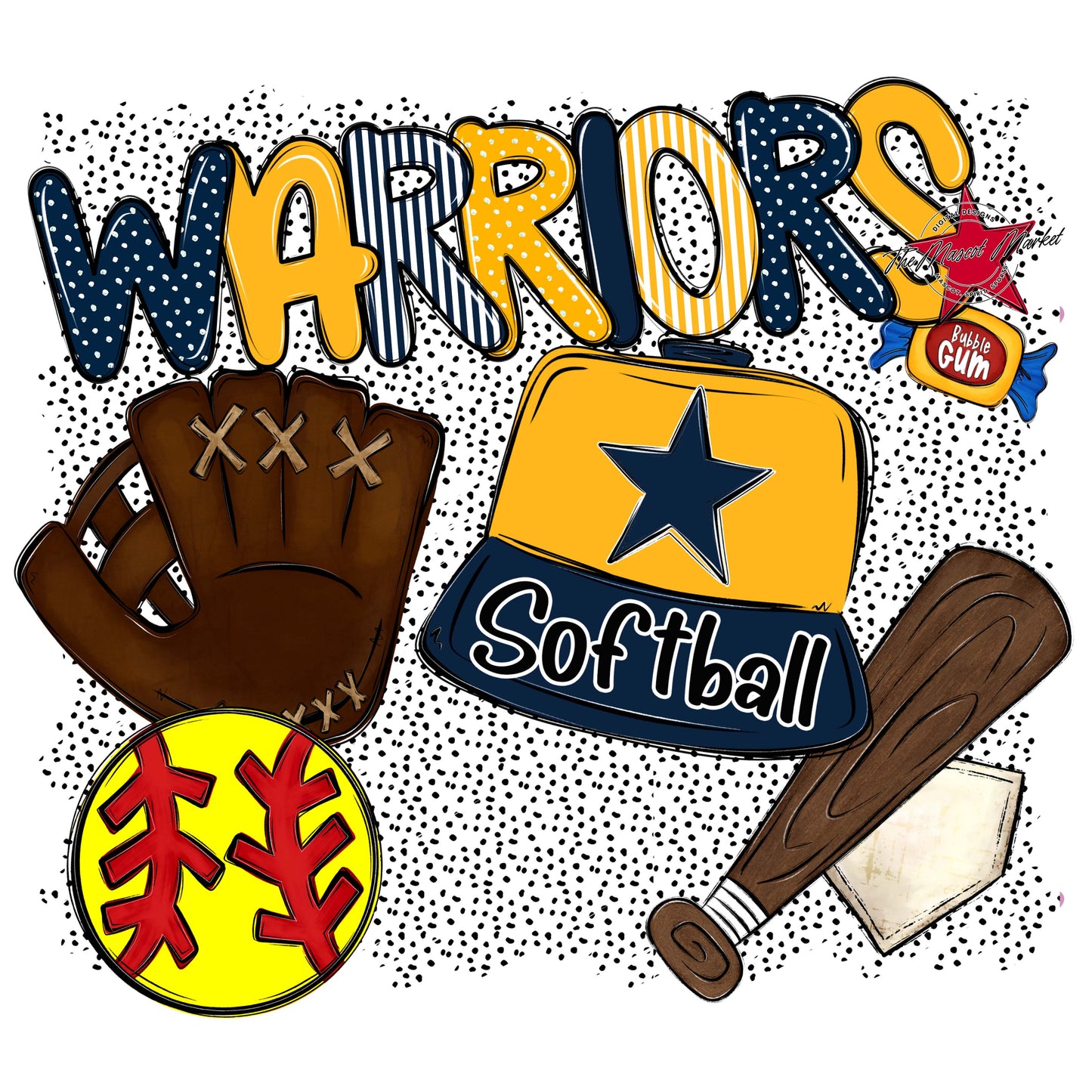 Warriors Softball Spirit-Navy & Yellow