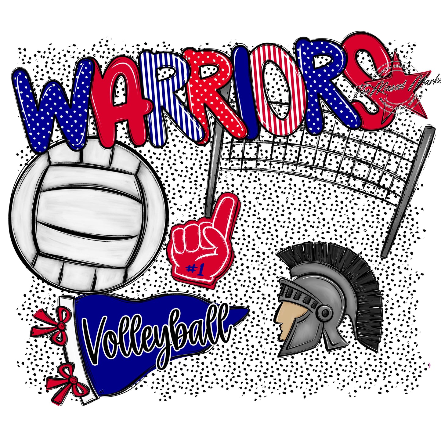 Warriors Volleyball Spirit-Blue & Red