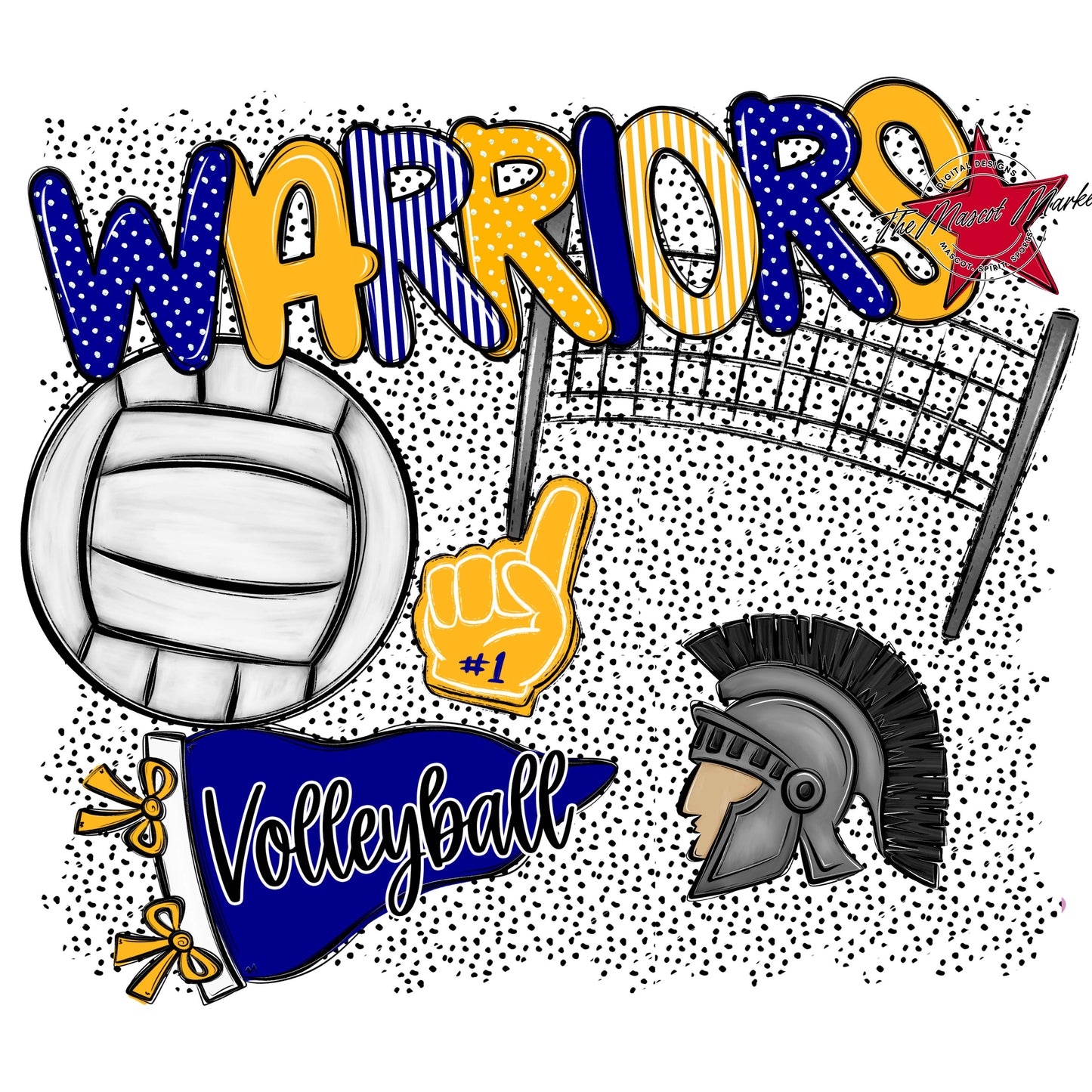Warriors Volleyball Spirit-Blue & Yellow