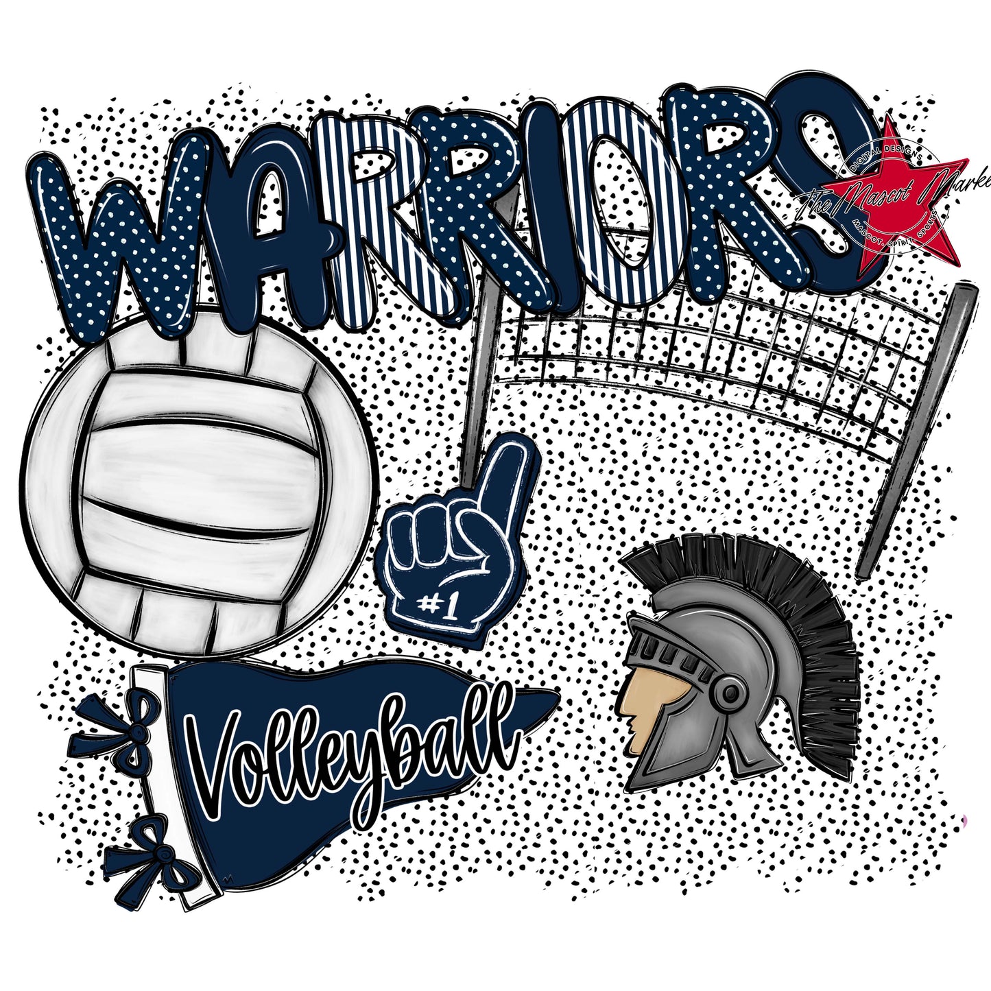 Warriors Volleyball Spirit-Navy