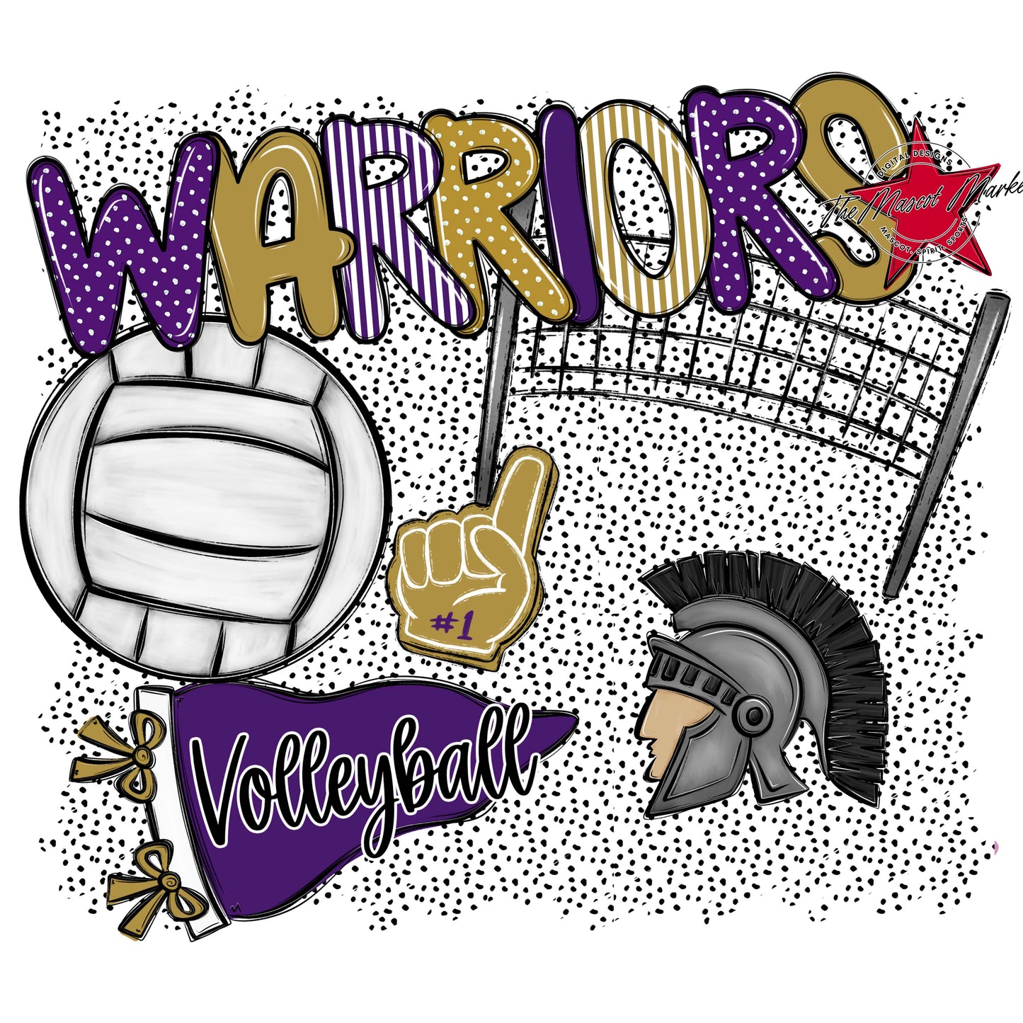 Warriors Volleyball Spirit-Purple & Gold