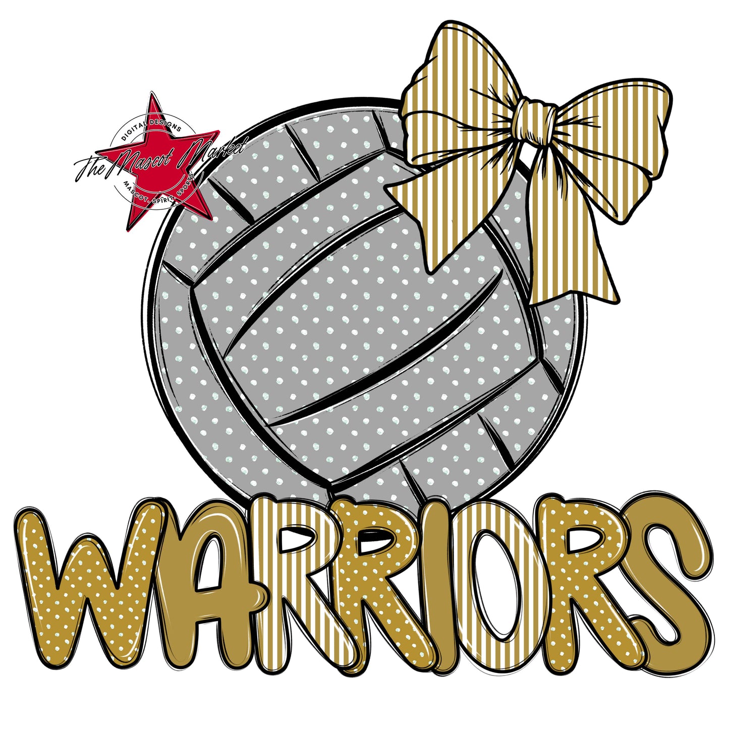 Warriors Volleyball Spirit Design-Gold