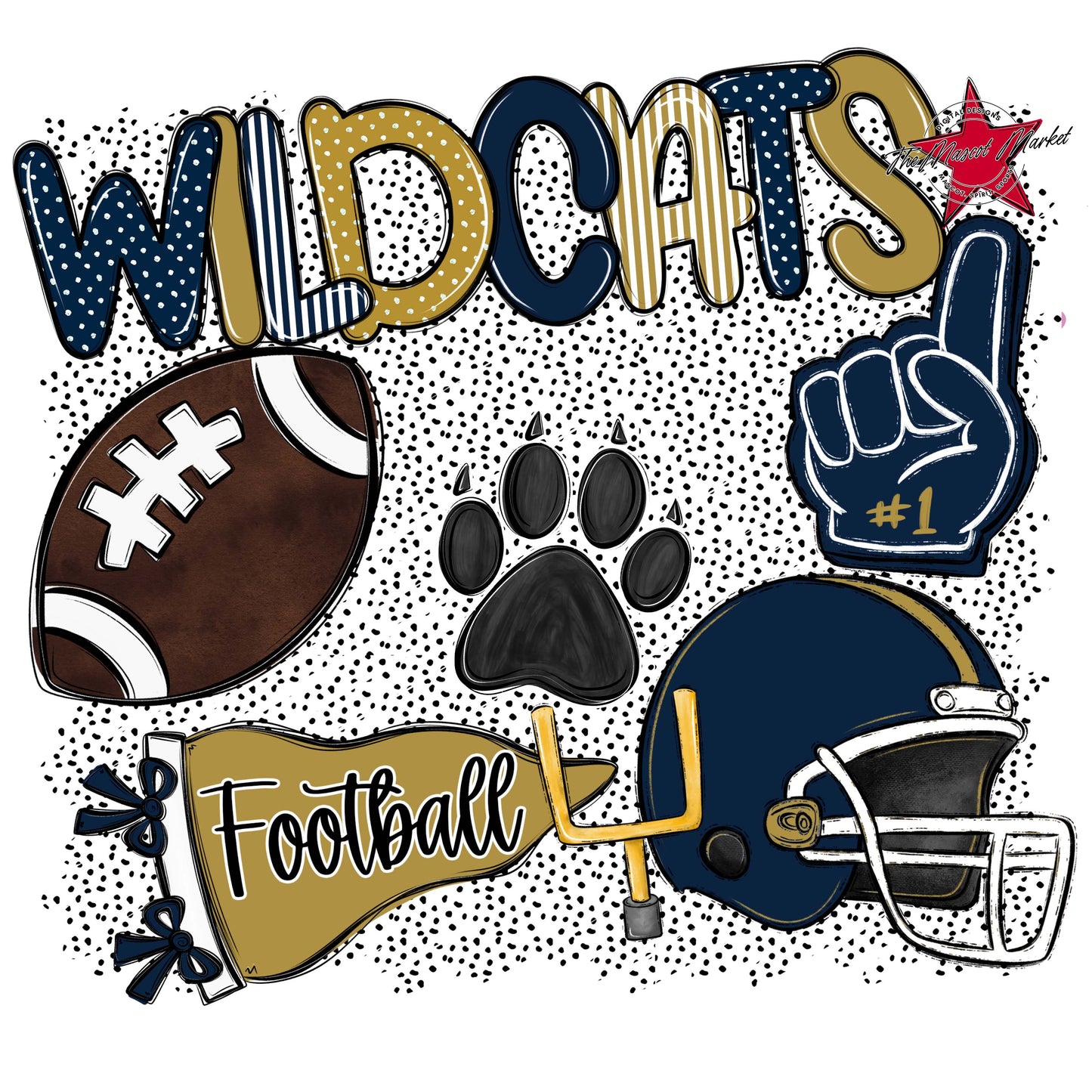 Wildcats Football Spirit-Navy & Gold