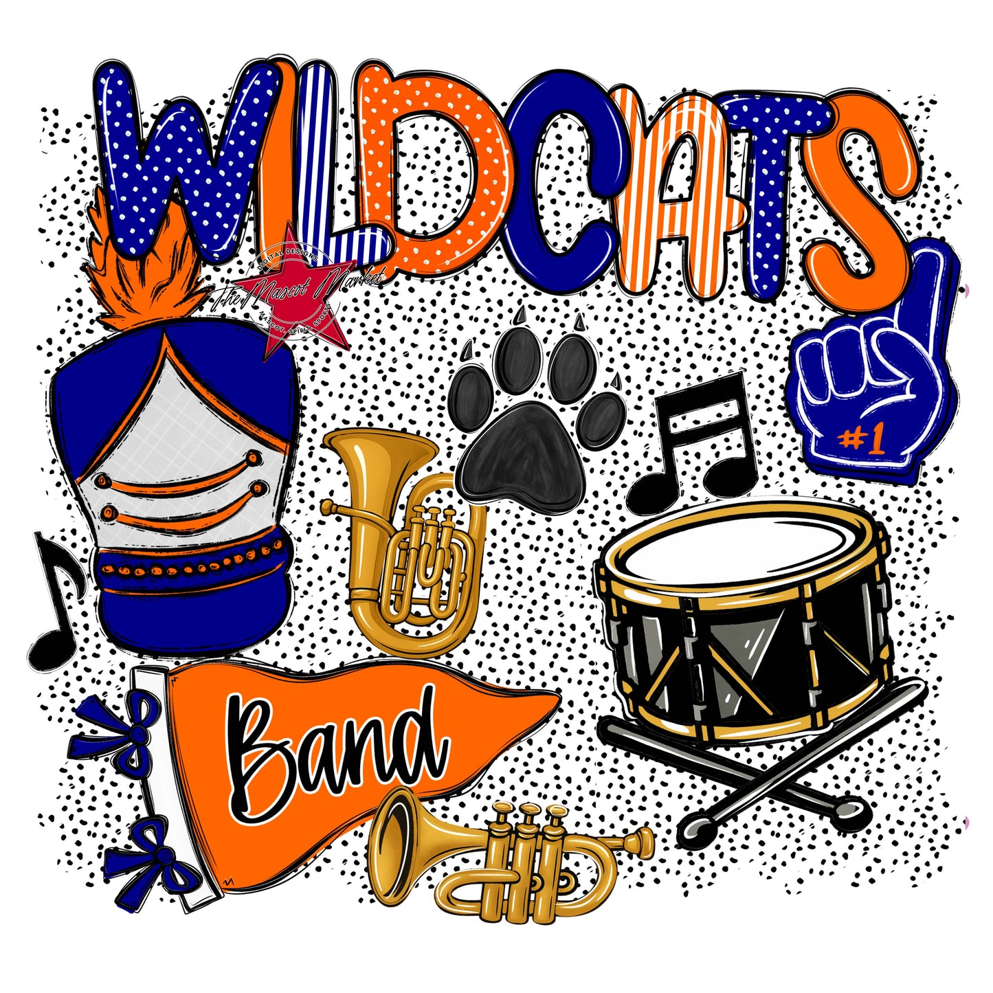 Wildcats Band Spirit-Blue & Orange