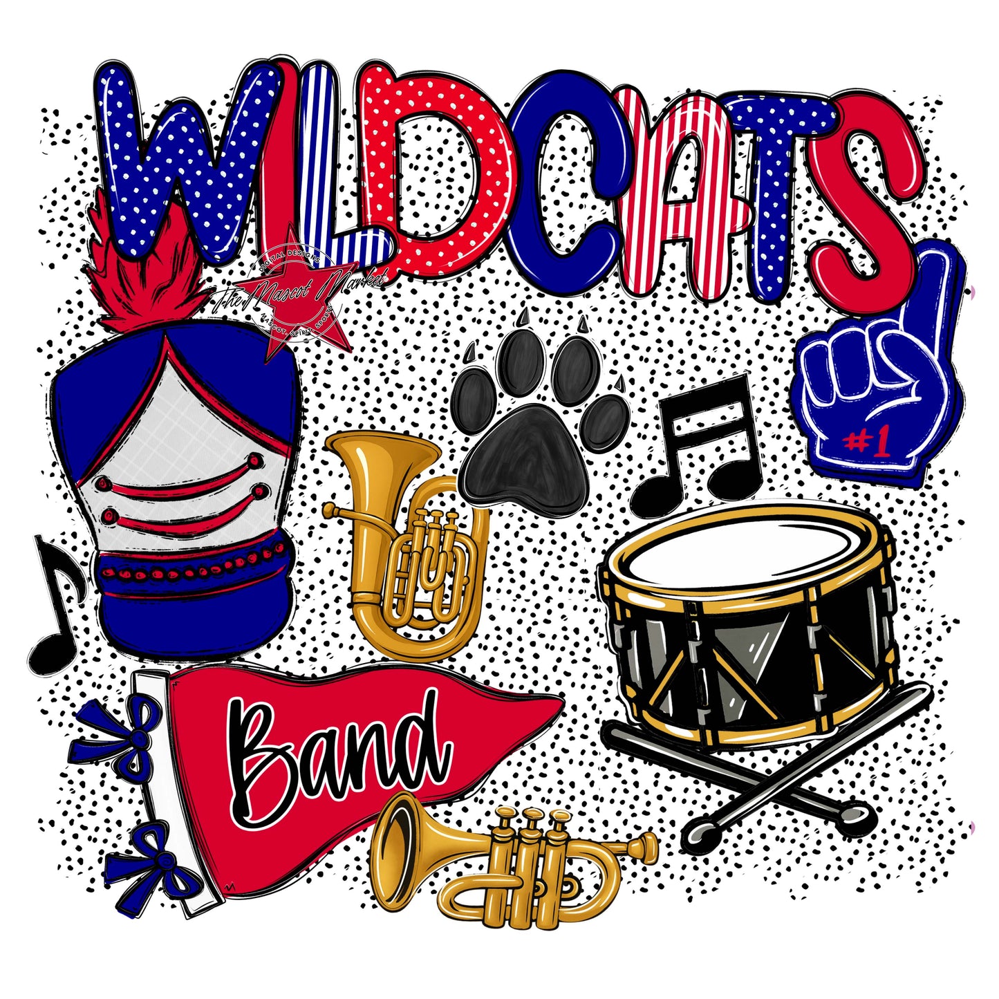 Wildcats Band Spirit-Blue & Red