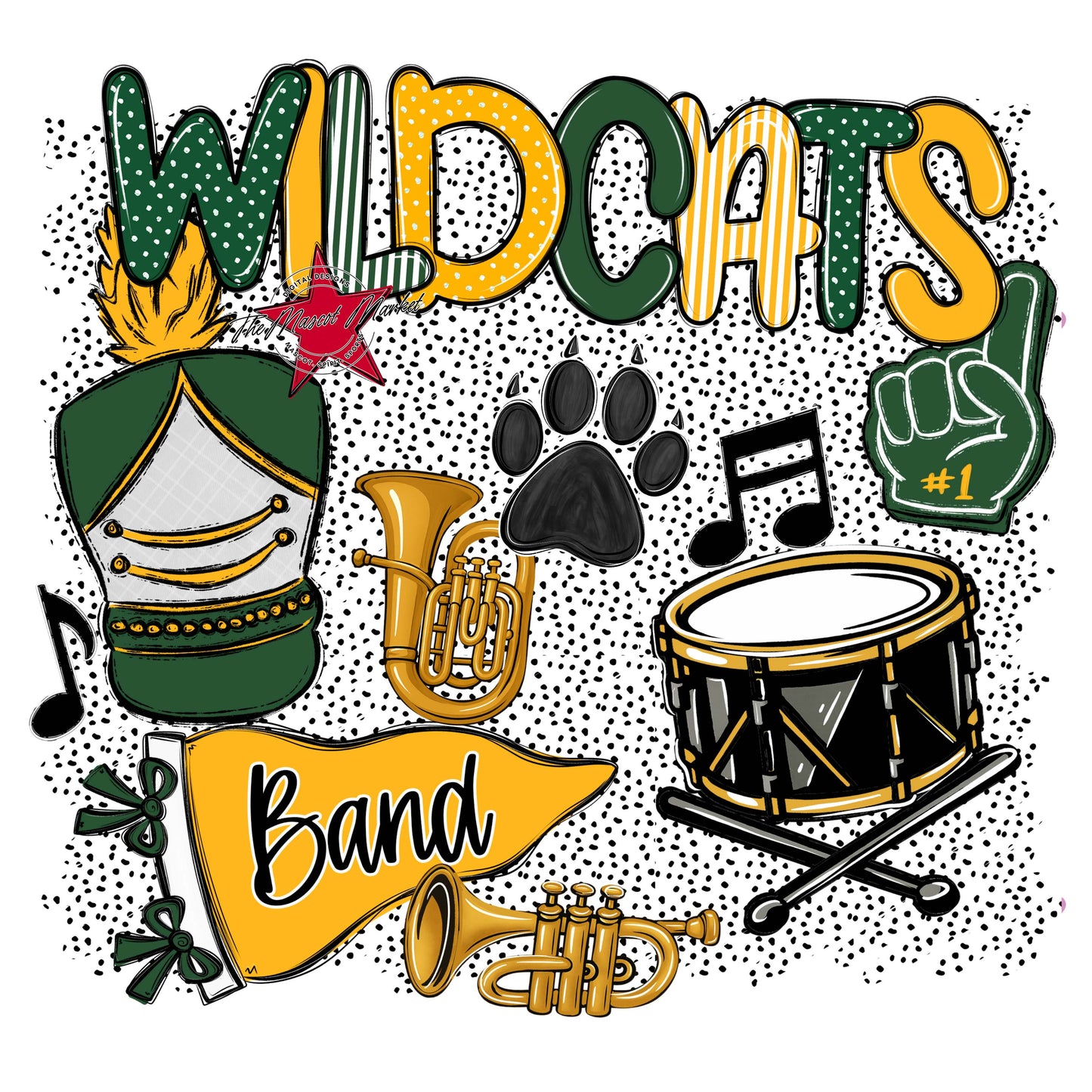 Wildcats Band Spirit-Green & Yellow