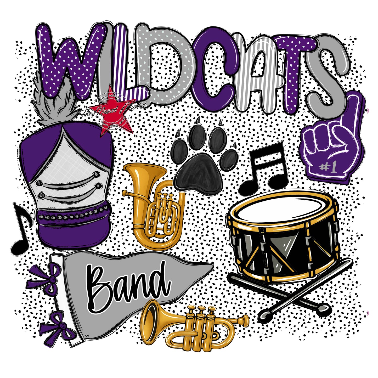Wildcats Band Spirit-Purple & Grey